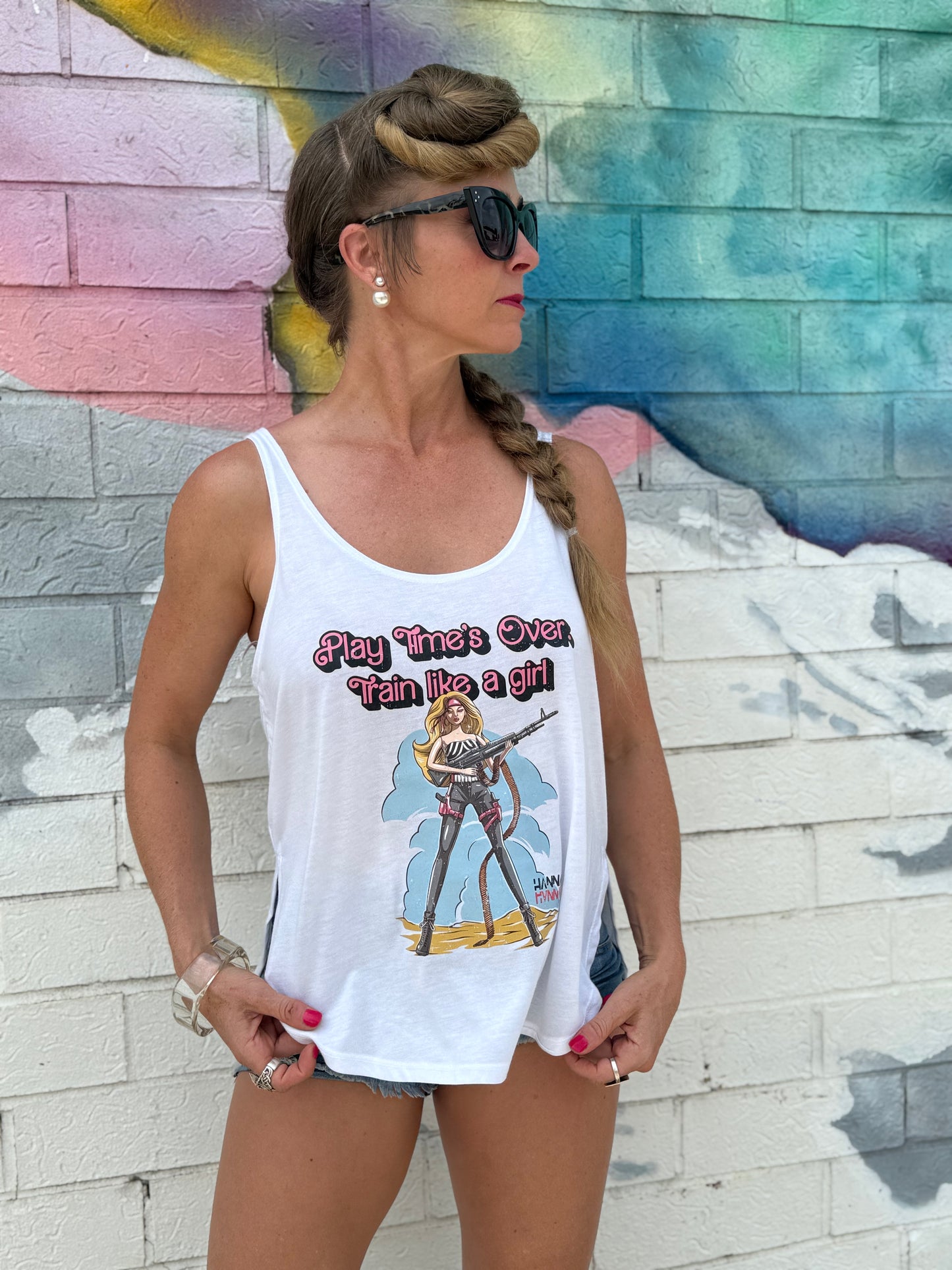 Rambo Barbie Flowy Tank -White